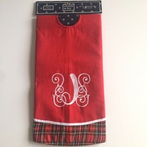 Crown & Ivy Monogrammed Letter J Red w/ Plaid Trim